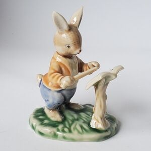Vintage PeterJohn London Conductor Bunny Rabbit Figurine Easter Decor